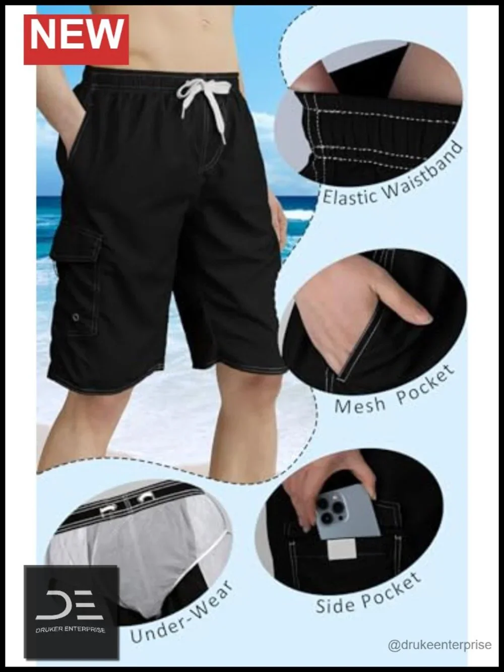Quick Dry Swim Trunks with Mesh Liner 11 Inseam